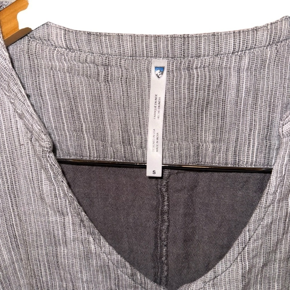 KUHL Riviera Gauzy Linen Blend Button Front Tunic Dress Gray Gorpcore hiking - Picture 3 of 6
